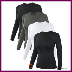 Fleece Lined Thermal Compression Base Layer Tops Minimal Chic Winter Activewear